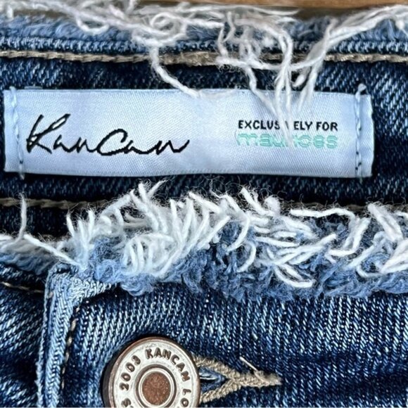 KanCan Women’s 32 High Rise Rolled Hem Boyfriend Jean Blue Stretch Distressed - Picture 7 of 12